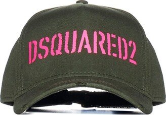 Logo Printed Distressed Baseball Cap