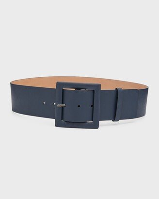 Square-Buckle Wide Leather Belt