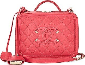 Medium Quilted Caviar Filigree CC Vanity Bag in Red