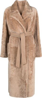 Reversible Tied-Waist Fur Coat