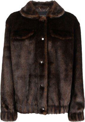 Faux Fur Button-Up Jacket