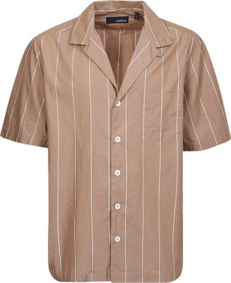 Pinstripe Buttoned V-Neck Shirt-AA