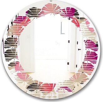 Designart 'Retro Circular Pattern VIII' Printed Modern Round or Oval Wall Mirror - Leaves