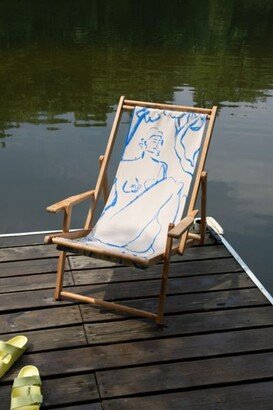 sandrapoliakov Deny Mystical Forest Blue Outdoor Folding Chair