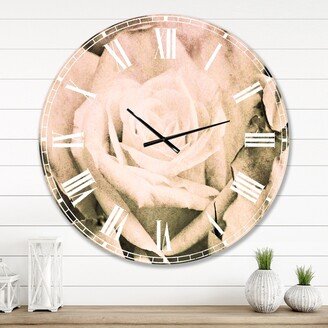 Designart 'Bunch of Roses Black and White' Floral Oversized Wall CLock