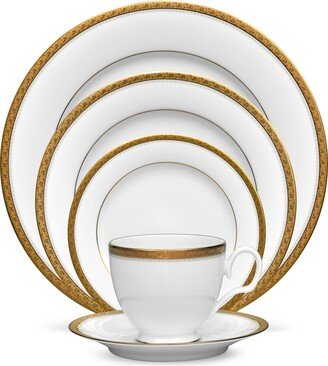 Charlotta Gold 5 Piece Place Setting - White/gold