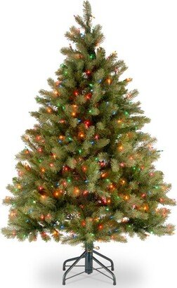 National Tree Company 4.5 ft Pre-Lit 'Feel Real' Artificial Full Downswept Christmas Tree, Green, Douglas Fir, Multicolor Lights, Includes Standt