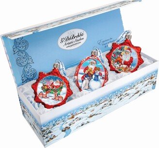 G.DeBrekht Christmas Gifts Set of 3 Glass Ornaments