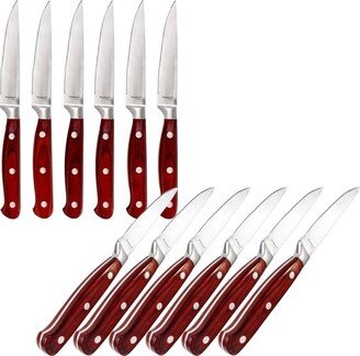 Pakka 12Pc Steak Knife Set, Stainless Steel, Wood Handle, Corrosion Resistant