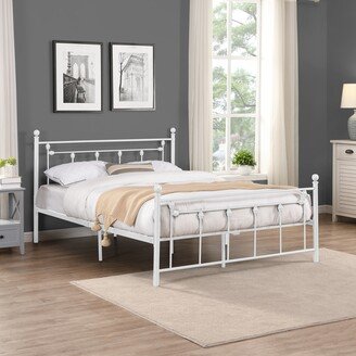 TOSWIN Modern Style Sturdy Metal Bed Frame with Headboard and Footboard, Easy Assembly