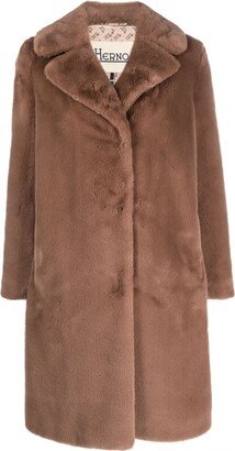 Faux-Fur Single-Breasted Coat-AG