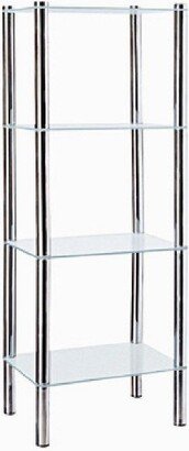 4 Tier Multi Use Rectangle Glass Corner Shelf, Clear