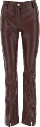 High-Waist Straight-Leg Leather Trousers-AA