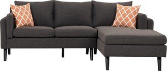 RASOO Linen L-Shape Sectional Sofa with Chaise and 2 Pillows, with High-Density Cushions-AA