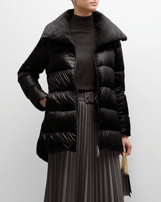 Ultralight Puffer Coat w/ Faux Fur