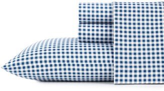 Poppy & Fritz Gingham Plaid Cotton Percale 4 Piece Sheet Set, Full