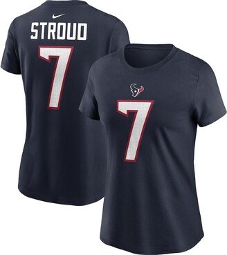 Women's Cj Stroud Navy Houston Texans 2023 Nfl Draft First Round Pick Player Name and Number T-shirt