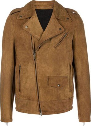 Notch-Collar Suede Biker Jacket