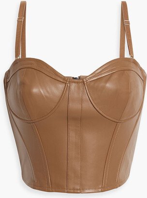 Elloise cropped faux stretch-leather bustier top