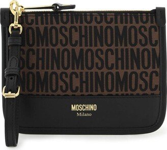 Logo Jacquard Zipped Clutch Bag