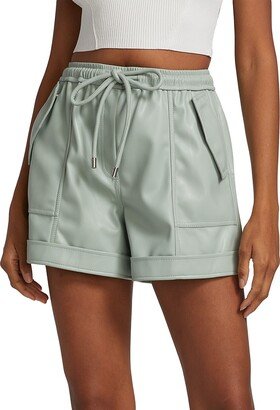 Doah Faux Leather Drawstring Shorts