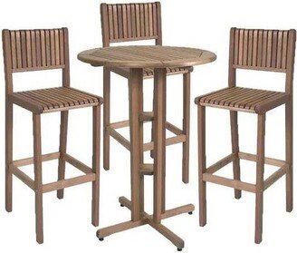 Ibiza 3pc Patio Eucalyptus Wood Bar Dining Set