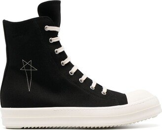 Stitched-Pentagram Lace-Up High-Top Sneakers