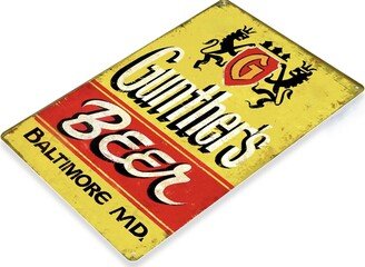 Gunthers Beer Tin Sign Inch Retro Store Metal Brewing Brewery Baltimore Maryland Bar Pub Lounge