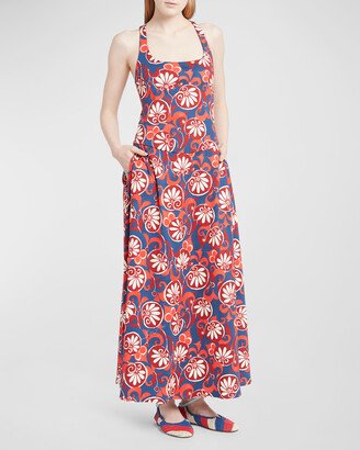 Flipper Floral Swirl-Print Sleeveless Maxi Dress