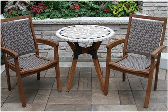 3Pc Marble, Eucalyptus & Metal Bistro Set