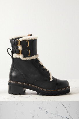 Mallory Shearling-lined Leather Combat Boots - Black