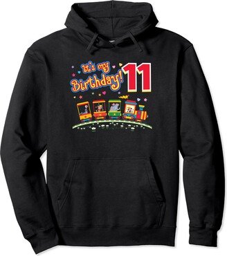 It's My 11th Birthday Cute Circus Train 11 Year Old B-Day Pullover Hoodie