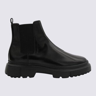 Black Leather Chelsea Boots-AK