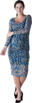 Women's Maternity Printed Mesh Bodycon Dress