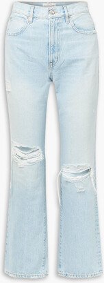 London cropped distressed high-rise straight-leg jeans