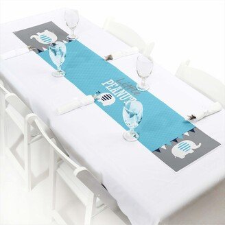 Big Dot Of Happiness Blue Elephant - Petite Boy Party Paper Table Runner - 12 x 60 inches