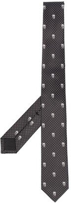 Skull motif jacquard tie