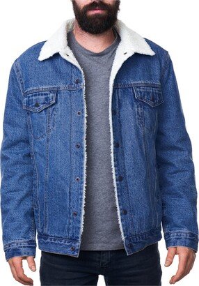 Alpine Swiss Men's Sherpa Lined Denim Jacket Classic Button Up Jean Trucker Coat