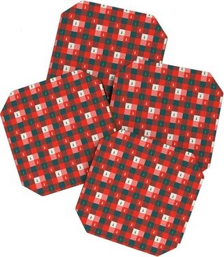 Zoe Wodarz Mini Tree Plaid Set of 4 Coasters