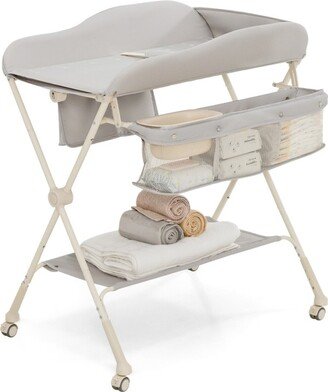 Baby Diaper Changing Table with Water Basin Wheel - 32.5x 27.5x 39-41