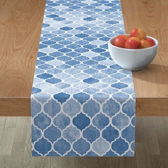 Table Runners: Textured Moroccan Tiles - Blue Table Runner, 72X16, Blue