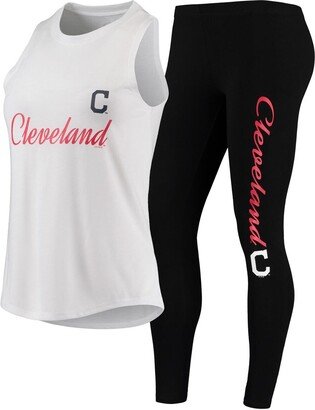 Concepts Sport Women's White, Black Cleveland Indians Sonata Tank Top and Leggings Set - White, Black