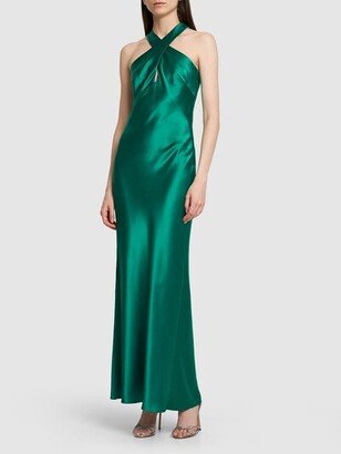 Evelyn cross neck satin long dress