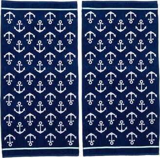 Market & Place 2-Pack Cotton Printed Beach Towel Set Anchors