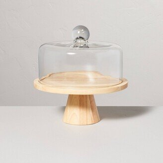 11.5 Wooden Cake Stand with Glass Cloche