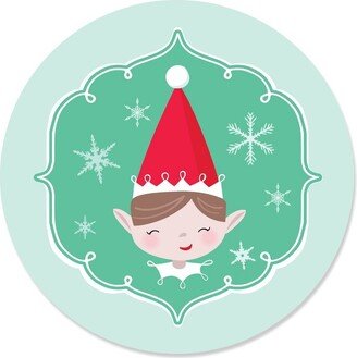 Big Dot of Happiness Elf Squad - Kids Elf Christmas and Birthday Party Circle Sticker Labels - 24 Count