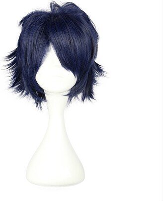 Unique Bargains Curly Wig Wigs for Women 12 Blue Black with Wig Cap