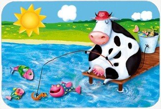 APH0085LCB Cow Fishing Off Of A Pier Glass Cutting Board