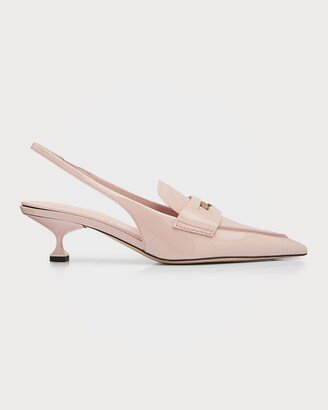 Patent Penny Loafer Slingback Pumps