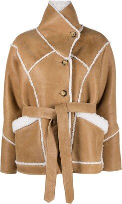 Gabelo shearling-trim leather coat